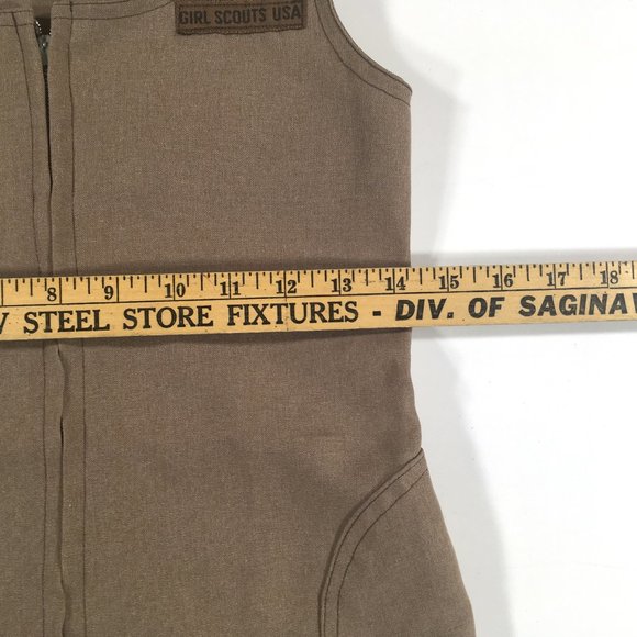 Girl Scouts Vest Size 10 Medium Tan Full Zip - Picture 5 of 6